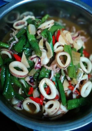 Foto resep Cumi kacang panjang saus tiram