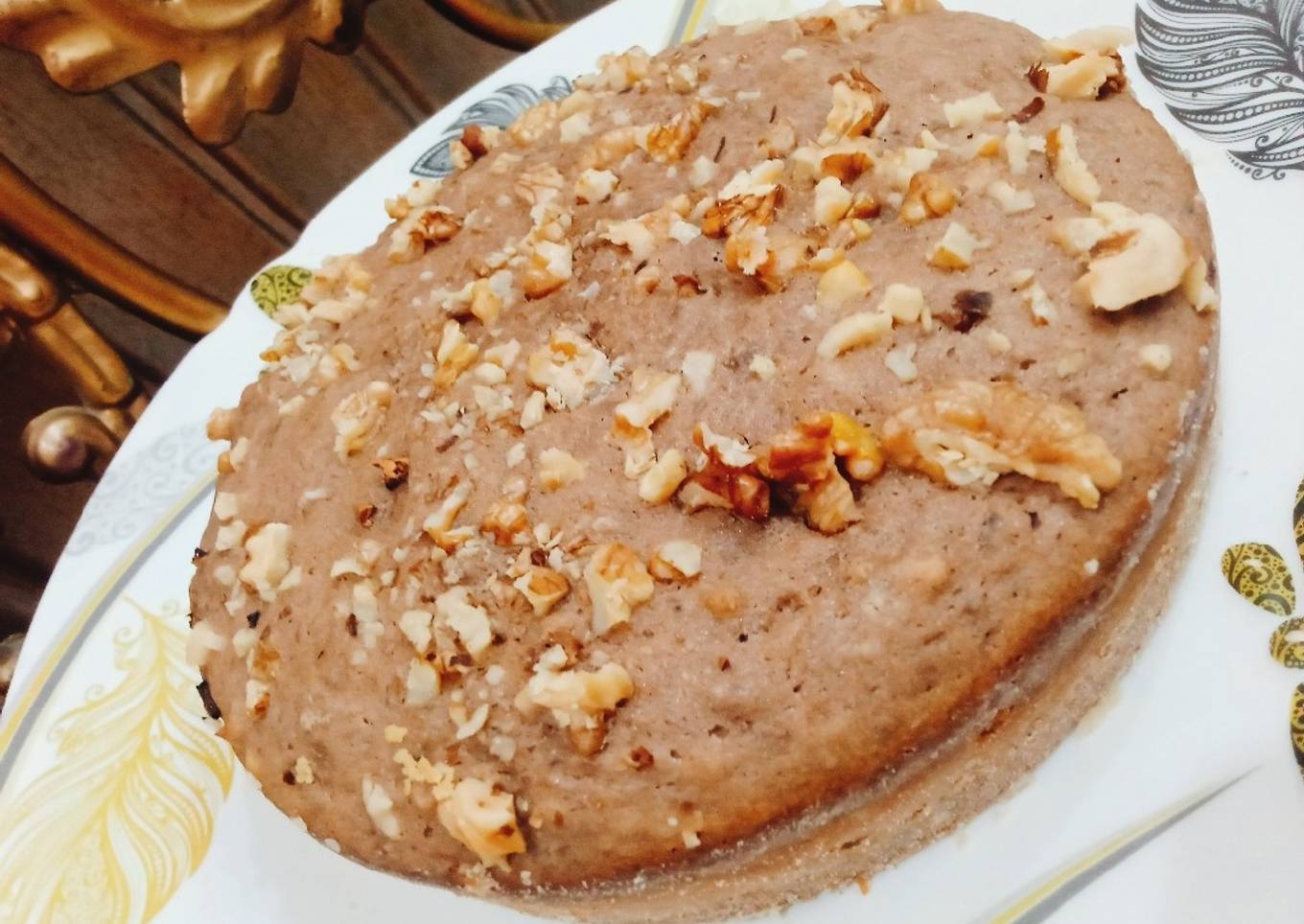 Eggless banana walnut tea cake