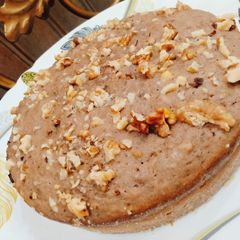 A picture of Eggless banana walnut tea cake.