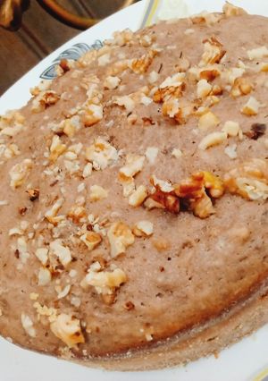 A picture of Eggless banana walnut tea cake.