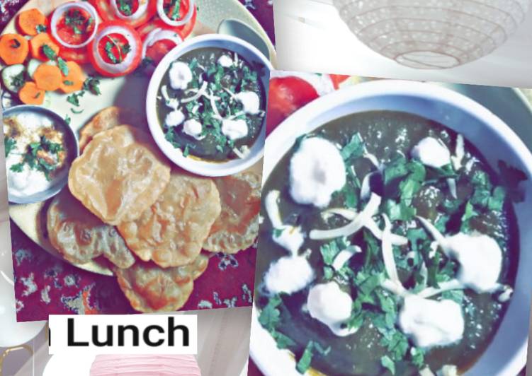 Palak paneer poori Salad Dahi