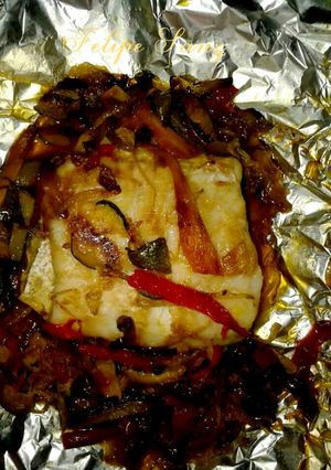 Una foto de Lomo de merluza en papillote