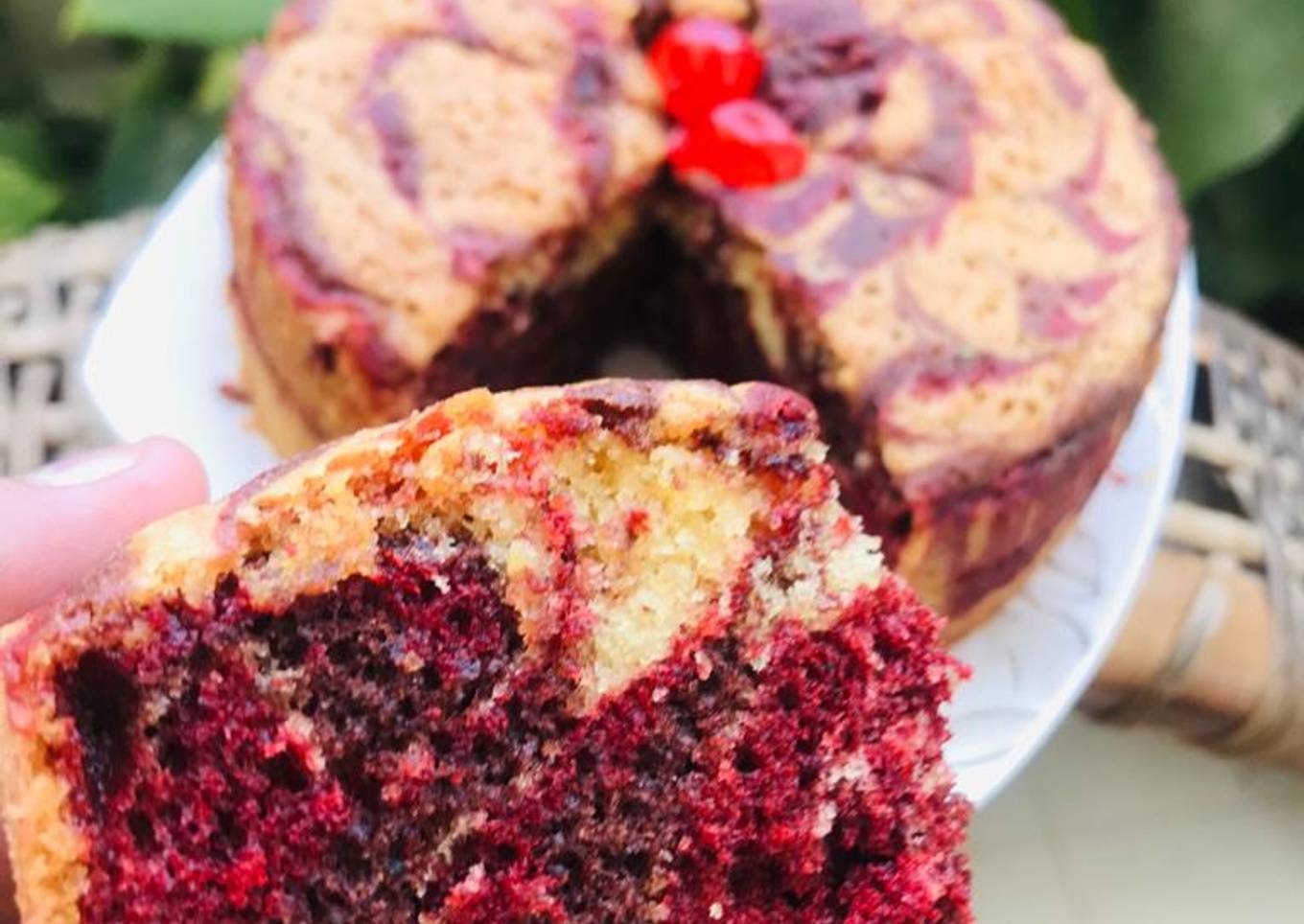 Red velvet marble cake