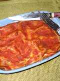Lasaña con ricota, jamón, mozzarella y hongos