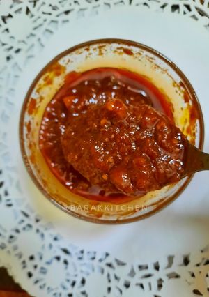 A picture of Homemade Schezwan Chutney.