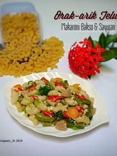Foto resep Orak-arik Telur Makaroni Bakso & Sayuran