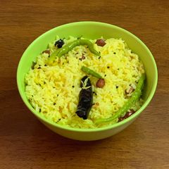 Raw mango rice(mamidikaya pulihora) A picture of Raw mango rice(mamidikaya pulihora).
