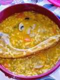 Sopa de Pasta Piñones con Verduras y Cordero