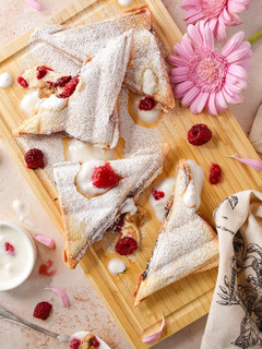 A picture of Raspberry, White Choc & Peanut Butter Toasties.
