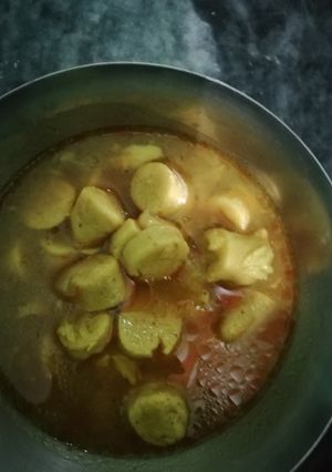 A picture of Besan ke gatte ki sabji.