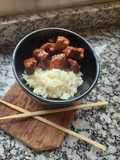 Cerdo marinado estilo oriental con arroz