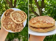 Una foto de avena y manzana desayuno