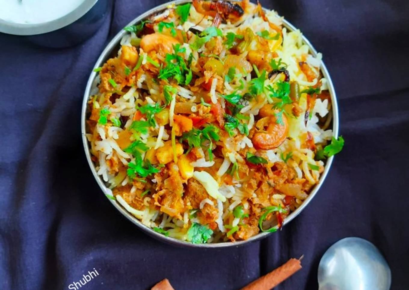 Cinnamon flavoured Veg kheema Dum Biryani