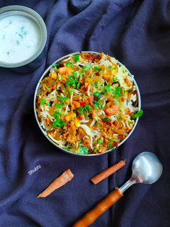 A picture of Cinnamon flavoured Veg kheema Dum Biryani.