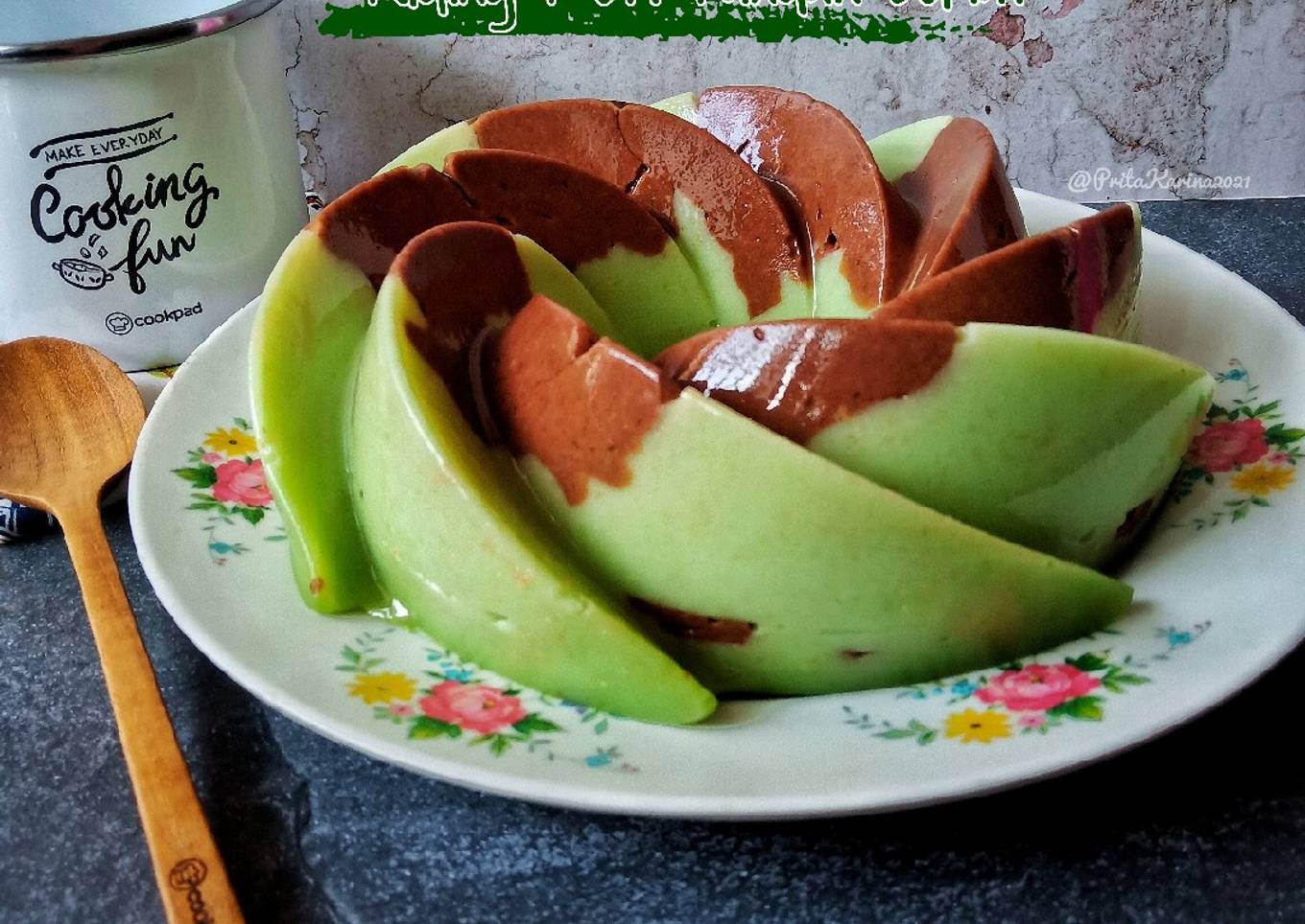 Puding Roti Pandan Coklat