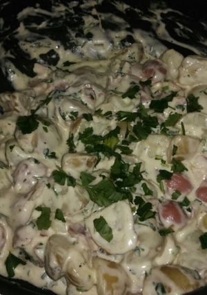Una foto de Papas con queso para botanear