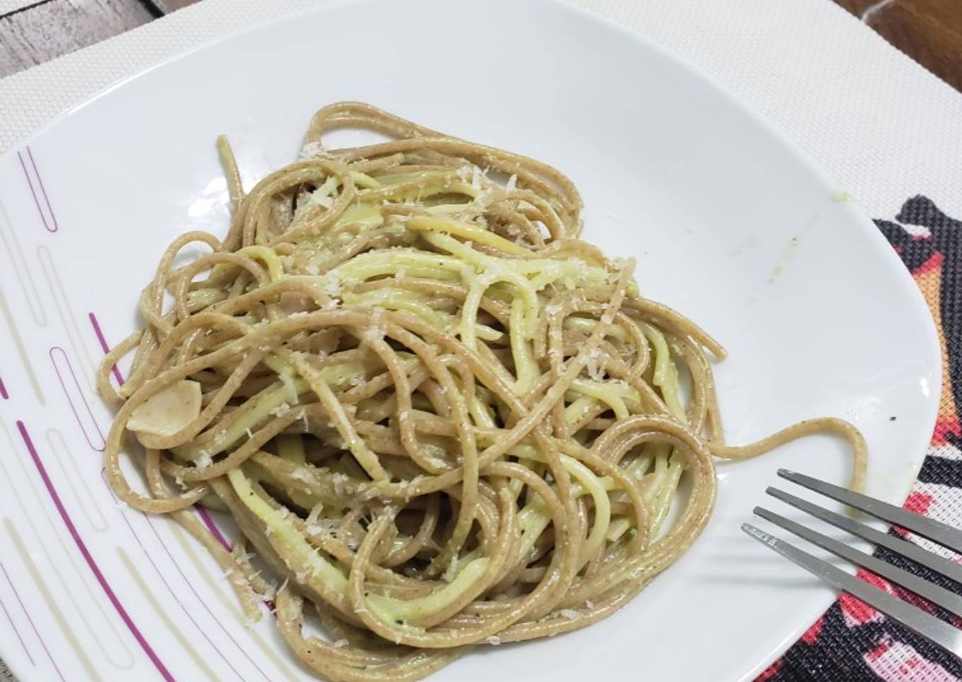 Pasta con crema de espinaca