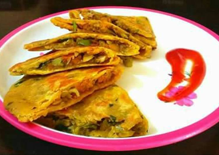 How to Prepare Homemade Dal Paratha with veg stuffing