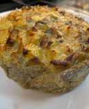 Tortilla de patata, berenjena y cebolla en Lékué + Airfryer Cosori
