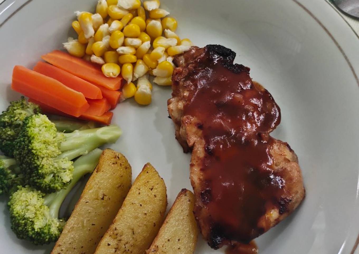 Steak Ayam saus barbeque