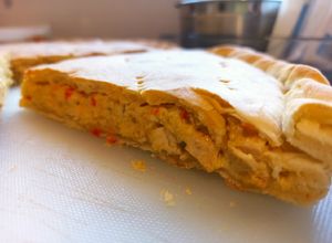 Una foto de Tarta de puerro y pollo