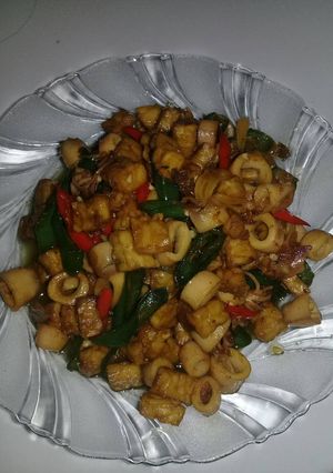 Foto resep Tumis Cumi asin Campur tempe