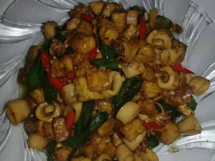 Cara Simple Menyiapkan Resep  Tumis Cumi asin Campur tempe yang Bikin Ngiler, Enak