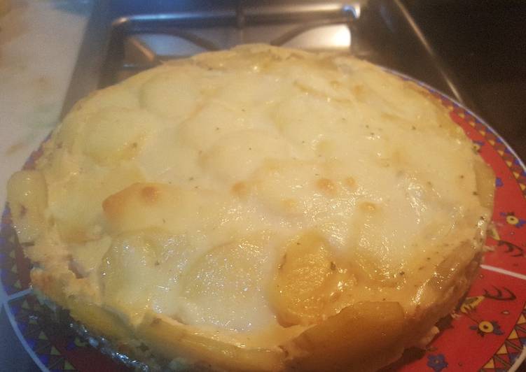 Pastel de papa con jamón y queso