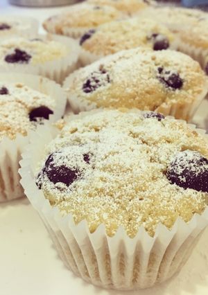 A picture of Vegan Blueberry and Almond Cupcakes.