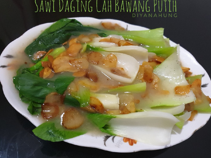 Resep Sawi Daging Cah Bawang Putih Rumahan