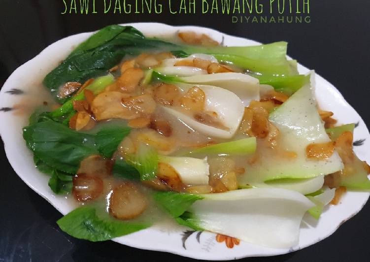Resep Sawi Daging Cah Bawang Putih Oleh Diyanahung Cookpad