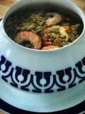 Verdinas con langostinos