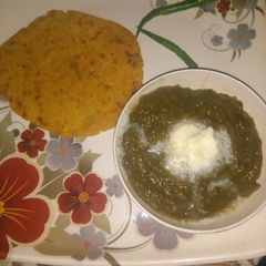 Makki Ki Roti with Sarso Saag A picture of Makki Ki Roti with Sarso Saag.