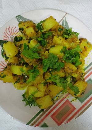 A picture of Suki bhaji (potato sabji).