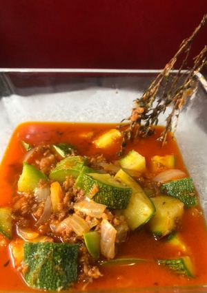 Una foto de Sopa de calabazas con chorizo