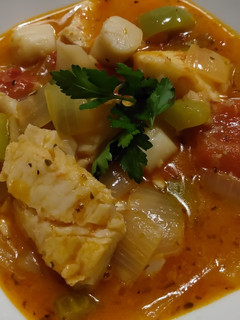 A picture of Etouffee-inspired seafood stew.