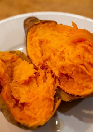 A picture of Yaki-imo : Japanese style roast sweet potato.