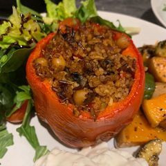A picture of Quinoa stuffed peppers.