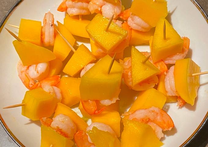 Brochette crevette-mangue