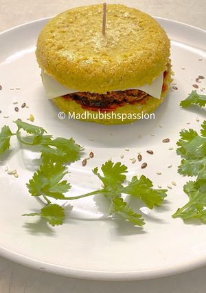 A picture of Moong Dal Burger.