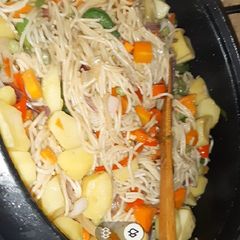 Stir fried spaghetti A picture of Stir fried spaghetti.