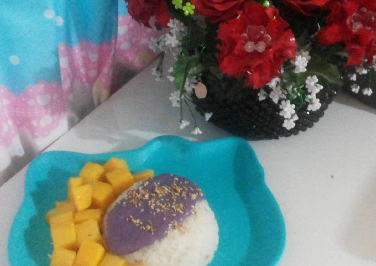 Resep Mango sticky rice ubi ungu ala saya, Enak