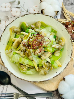 奶油酒蒸海瓜子絲瓜 的食譜成品照片