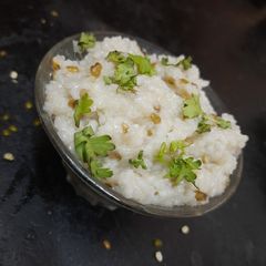 A picture of Split moong dal and rice Dal khichdi.