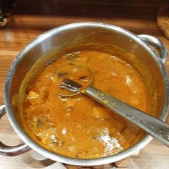 A picture of Brinjal tamarind kuzhambu.