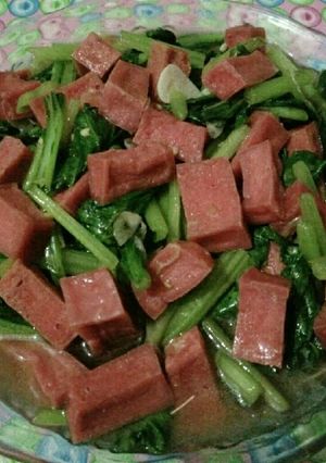 Foto resep Tumis sawi with kornet ayam