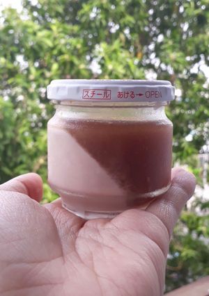 Hình của món Ăn nhẹ ăn dặm: panna cotta vị đào cho bé dưới 1 tuổi.