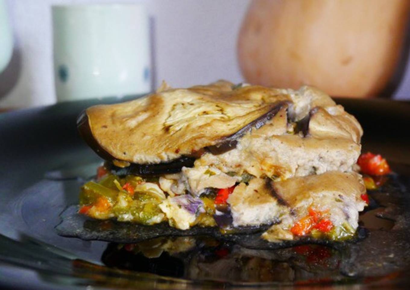 Lasaña vegetal con pollo y crema de champiñones #por una diabetes con sabor *sin harinas