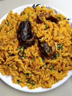 A picture of Macaroni and sweet potato jollof.