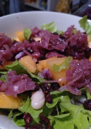 Une photo de Salade de haricots blancs au melon
